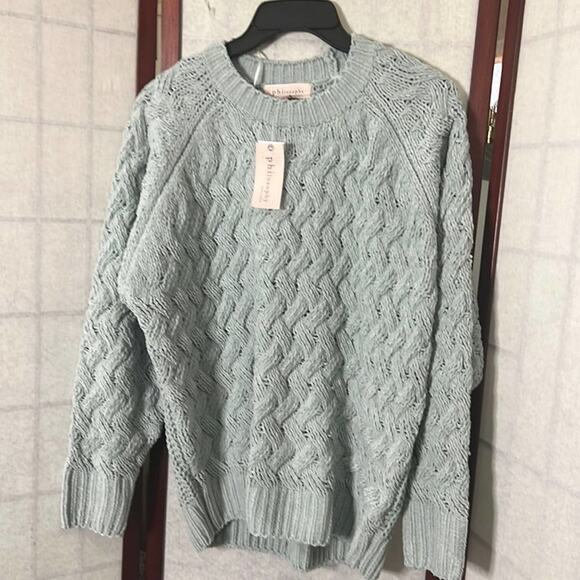 PHILOSOPHY WINTER MINT‎ KNIT WARM FLUFFY SWEATER SIZE S/P - Picture 1 of 6